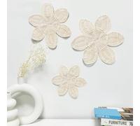 YIYA Wooden Boho Daisy Wall Art Rattan Flower Wall hanging Art for Living Rooms & Nursery