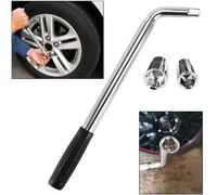 Yiyai Car Wheel Brace with 2 Socket - 17/19mm 21/23mm, Extendable Handle Telescopic Car Wheel Wrench for Tyre Change Repair