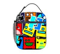 YIYAKIDS Large-Capacity Geometry Dash Lunch Box Lunch Bag Portable Meal Holder Portable Bento Bag Student Thickened Aluminum Lunch Bag (Geometry Dash Lunch Box 9)