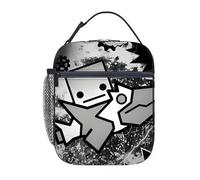 YIYAKIDS Large-Capacity Geometry Dash Lunch Box Lunch Bag Portable Meal Holder Portable Bento Bag Student Thickened Aluminum Lunch Bag (Geometry Dash Lunch Box 5)