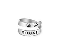 Yiyang Custom Dog Name Ring Stainless Steel Paw Print Adjustable Rings Dainty Dog Memorial Sympathy Gifts for Women Men Girls Her Pet Dog Cat Lover Pet Jewelry Christmas for Friends
