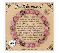 Yiyang Retirement Gifts for Women Coworker Leaving Gifts, Natural Stone Compass Bracelet Going Away Farewell Goodbye Gifts for Coworkers Boss Best Friend Mom Grandma Woman Teacher Retirement Gifts, 7