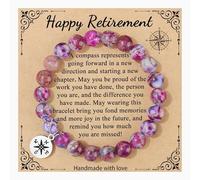 Yiyang Retirement Gifts for Women Coworker Leaving Gifts, Natural Stone Compass Bracelet Going Away Farewell Goodbye Gifts for Coworkers Boss Best Friend Mom Grandma Woman Teacher Retirement Gifts, 7