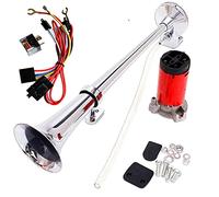 YIYDA Air Horn 12V 150db Car horn 45 cm car speaker Chrome Zinc Single Trumpet with Compressor for Any 12V Vehicles Trucks LKW Lorrys Trains Boats Cars