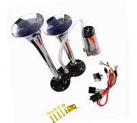 YIYDA Air horn Truck Horn 150DB Car Air Horn Chrome Zinc Dual Trumpet Silver Horn with Compressor 12V Car Speaker Electric horn Alarm Horn Car Horn for Any 12V Vehicles Boat Car Lorry Train Vans ect