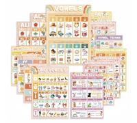 YIYDONG 16 Phonics Posters for Classroom - Learning Posters for Sound Wall Phonics Digraphs Blends Syllable Types Vowel Sounds Poster for Kindergarten, Elementary, Homeschool Supplies (Bright Color)
