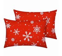 YIYEA Christmas Pillow Cases Queen Size Set of 2, Ultra Soft Double Brushed Microfiber Pillowcases Queen, Christmas Snowflake Bed Pillow Covers, Fade Resistant, Easy Slip-On (20"x30")