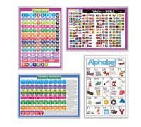 YIYEE Alphabet, Numbers, Roman Numerals, Flags of the World Posters,A3