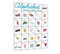 YIYEE Cursive Alphabet Educational Preschool Poster, 26 Alphabet Chart with Illustrations, Classroom Wall Decor, for Learning Cursive Letters and Words, 42cmx60cm