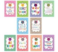 YIYEE Educational Class Rules Posters, A4 Chalkboard Growth Mindset Wall Display, 10 Pack, for Primary and High School, Back to School, Teacher Supplie