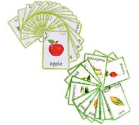 YIYEE Fruit and Vegetable Flash Cards, 41 Pcs Learning First English Word Cards, Montessori Cards,for Home school ESL Teaching Aid Materials,Therapists Tools