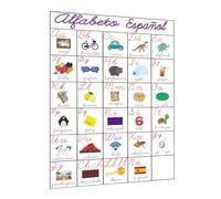 YIYEE Spanish Alphabet Educational Preschool Poster, 26 Alphabet Chart with Illustrations for Kid, Preschool Wall Decor, for Learning Cursive Spanish Letters and Words,42cmx60cm