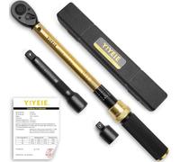 YIYEIE 1/2-Inch Drive Torque Wrench, 10-160 FT.LB (10-227 Nm), 72-Tooth Professional Click Torque Wrench Set with 3/8 Adapter & Extension Bar, Lug Nut Torque Wrench for Car Tire & Wheel