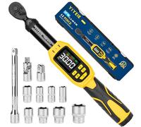 YIYEIE 1/4" Digital Torque Wrench Set | 13.5-265 in-lb | ±1% Accuracy | Deep-Reach Head | Smart Alert Multi | 12PC Bike Torque Wrench Digital for MTB/Motorcycle, with Sockets & Adapters