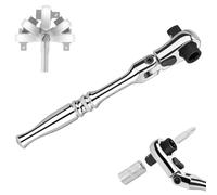 YIYEIE 1/4" Ratchet Wrench, 72-Tooth Flex Head Ratchet for Ultra Tight Spots - Socket & Bit Driver, Chrome finish, 2-IN-1 Pocket Mini Ratchet for Engine Bays, Seat Rails, Bike Bodywork | 4.5" Long
