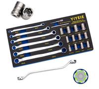 YIYEIE 20Pcs Combo Bolt Extractor Kit, 6-Point Offset Extractor Wrench Set, 6Pcs Metric 8-19mm, 14Pcs Eazy Out Bolt Extractor Set, Impact Socket Remover for Stripped, Broken, Rounded Bolts & Nuts