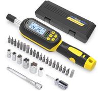 YIYEIE 32PCS Digital Torque Screwdriver, 2.66-53.1 in-lbs/0.3-6 Nm, Inch Pound Torque Screwdriver Electrician with Buzzer & LED Indicator, Adjustable Screwdriver Torque Wrench Set with Bits & Sockets