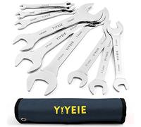 YIYEIE Extra-Thin Metric Spanner Set 5.5-27 mm | 9-Piece Low-Profile Spanners Set for Tight Spaces | Chrome-Vanadium, Mirror-Polished | Double Open-End Wrench with Roll-Up Pouch