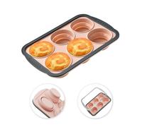 YiYeraio Silicone Muffin Trays with Metal Frame, Non Stick Cupcake Tray Regular Size, Muffin Moulds for Baking, Yorkshire Pudding Tray (6-Cup)