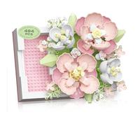 YiYFiT Botanicals Hibiscus Building Blocks, 494pcs Faux Flowers Building Set Botanical Collection Eternal Flower DIY Building Toy for Adults, Frame Desk Decor or Floral Home Decor(Pink)