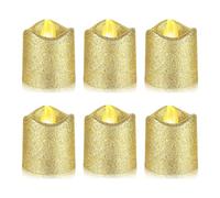 YiYFiT Glitter Gold LED Votive Candles,Battery Operated LED Tealights Fake Candles Flameless Tea Light Gifts for Home Party Wedding Halloween Chrismas Decoration(6 Pack)