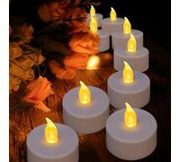 YiYFiT Romantical Fake Tealight Candles,12 Pack Warm Yellow Battery Flickering LED Tea Lights Realistic Flameless Tealights for Easter,Halloween,Christmas,Wedding,Party,Centerpiece,SPA Decoration