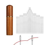 YiYFiT Self-Threading Needles Sewing Kit, 30pcs Hand Sewing Needles 6 Sizes Easy Threading Embroidery Needles with Wooden Needle Case for Adults Beginner Traveller Kids DIY Projects