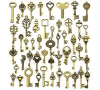 YiYFiT Vintage Keys 50pcs Mini Antique Bronze Keys,Skeleton Key Charms Set Santa Magic Key Rustic Key Charms for crafting, magic Key for DIY Jewelry Making, Key Set for Christmas Decoration