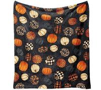 Yiyhuxf Halloween Pumpkin Blanket, Fall Fleece Throw Blanket, 60"x50", Orange, Perfect for Home, Bed, Couch, or Gift