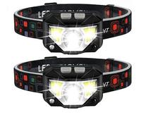 yiyicas Headlamp Flashlight, 1200 Lumen Ultra-Light Bright LED Rechargeable Headlight with White Red Light, Waterproof Motion Sensor Head Lamp, 8 Modes for Outdoor Camping Running Fishing-2 Pack