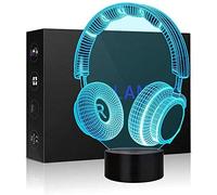 Yiyicas Headphone 3D Illusion Lamp, 3D Night Light for Boys Girls Table Desk Lamp 7 Color Change Decor Lamp - Perfect Gifts Birthday Festival Christmas for Baby Teens Friends
