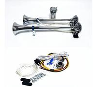 YIYIDA Air Horn Car Horn 12V Trumpets High Tone and Low Tone Horn Silver 170db Waterproof Chrome Zinc Loud Double tube Horn Truck Horn with Air Pump Speaker for 12V Car SUV Lorry Ship ect
