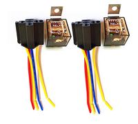 YIYIDA Automotive relay car relay large capacity waterproof auto switches 12V 60A 4 Pin SPST harness sockets with color-labeled wires for truck van motorcycle car air conditioning fan (Pack of 2)