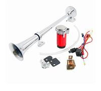 YIYIDA Car Horn Air Horn 150DB Horn 45cm Car Speaker Chrome Zinc Single Trumpet Red Loud Horn with Air Pump Compressor Truck Horn for Any 24V vehicle Truck Lorry Car Train Boat ect