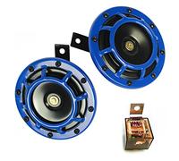 YIYIDA Car Horn Car Electric Horn Blue Air Horn 12V High Tone and Low Tone Metal Twin Horn Kit 135DB Auto Horn Truck Horn Alarm horn Car Speaker with Bracket for 12V Car lorry motorcycle boat SUV etc