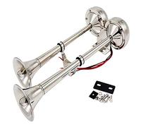 YIYIDA Car horn electric horn 150DB bugle loud speaker ship horn electric car marine stainless steel speaker double horn 304 for any 12V cargo wheel ship trucks vans trains boats cars etc