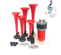 YIYIDA Car Horn Music Horn 12V Ship Horn Five-tube Trumpet Dixie 160db Auto Horn red Truck Horn Waterproof Horn multi-frequency sound horn Speaker with Air Pump for 12V Car lorry moto boat SUV etc