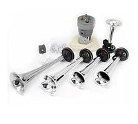 YIYIDA Music Horn Dixie Air Horn 160db Five tube Trumpet silver Electric Horn Waterproof multi-frequency sound horn with Air Pump Loud Truck Horn Kit Speaker Car Horn for 12V Car Truck Ship Boat ect