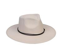 YiyiLai Fedora Hats for Men Women Wide Brim Felt Panama Hat with Black braided leather buckle Headband Trendy Woolen Jazz Hat