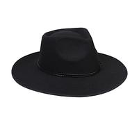 YiyiLai Fedora Hats for Men Women Wide Brim Felt Panama Hat with Black braided leather buckle Headband Trendy Woolen Jazz Hat