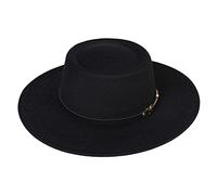 YiyiLai Fedora Hats for Women Wide Brim Felt Panama Hat with Black Leather Buckle Headband Trendy Dress Cap