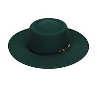 YiyiLai Fedora Hats for Women Wide Brim Felt Panama Hat with Black Leather Buckle Headband Trendy Dress Cap