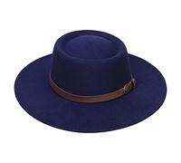 YiyiLai Fedora Hats for Women Wide Brim Felt Panama Hat with Coffee Leather Buckle Headband Trendy Dress Cap