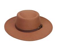 YiyiLai Fedora Hats for Women Wide Brim Felt Panama Hat with Coffee Leather Buckle Headband Trendy Dress Cap