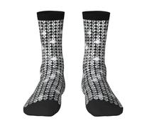 Yiyilong Adult Silver Sequin Sparkle Pattern Print Colorful mid length socks with man and woman for Everyday Wear, 3 Black, One size