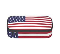 Yiyilong American Flag Print Large Capacity Pencil Case Storage Bag for Office Supplies Cosmetics Toiletries, Black, One Size, Art Deco
