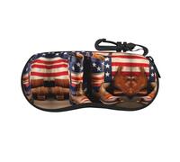 Yiyilong American Flag with Cowboy Boots Print Glasses Case Ultra Light Neoprene Zipper Eyeglass Soft Case with Carabiner, Black, One size