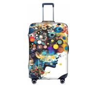 Yiyilong Artificial Intelligence Brain Print Elastic Luggage Cover Suitcase Protector Cover with Zipper, white, M