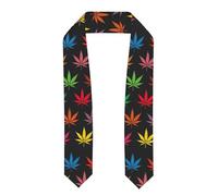 Yiyilong Colorful Cannabis Leaves Print Graduation Stole,Graduation shawl ribbon sash Honor Stole Scarf Shawl,Unisex Adult, Flattened, One Size