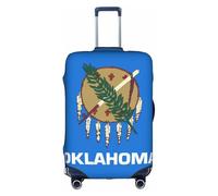 Yiyilong Elastic Oklahoma State Flag Print Luggage Cover,Suitcase protection cover Case Cover with zipper, White, L